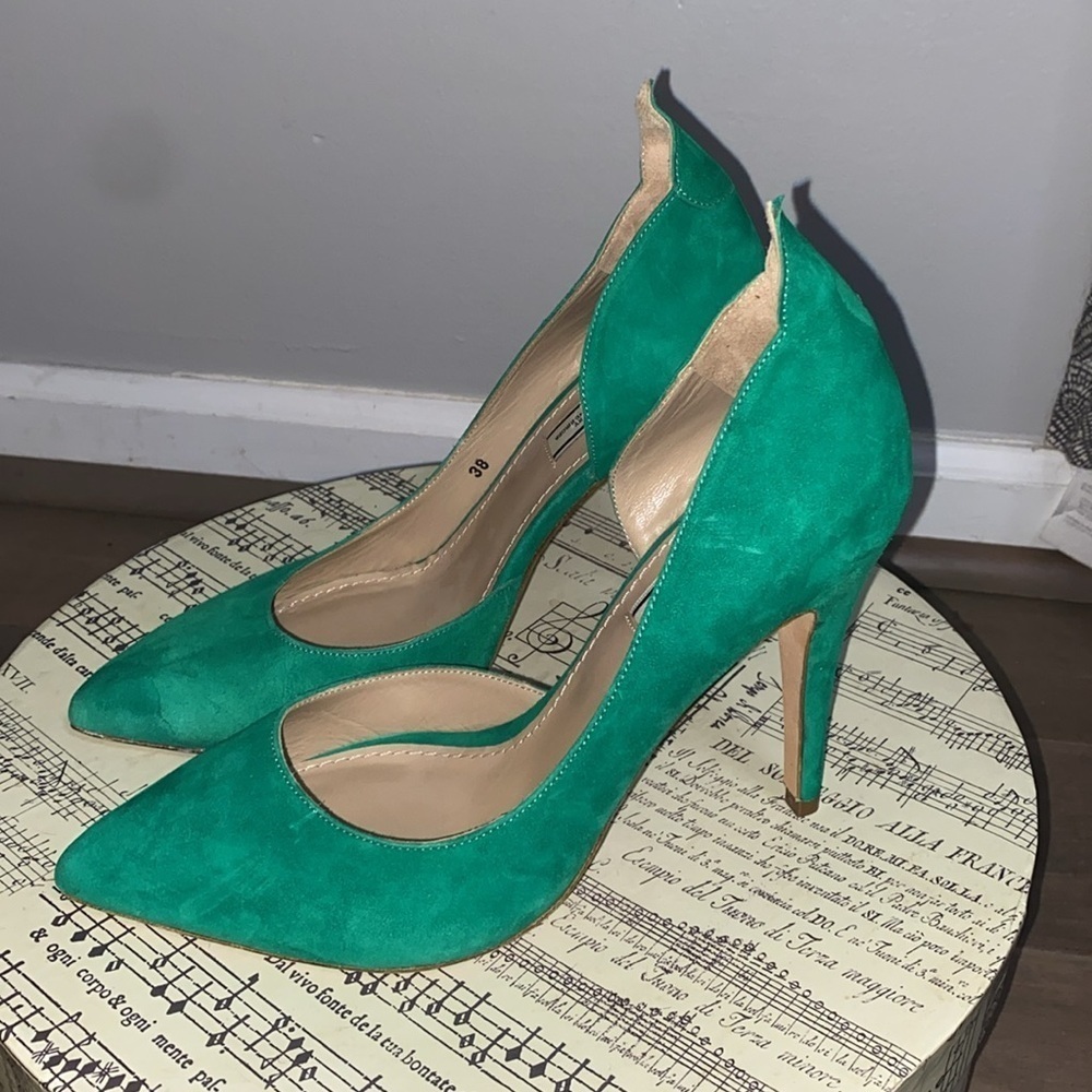 Malene Birger green suede Tenera heels